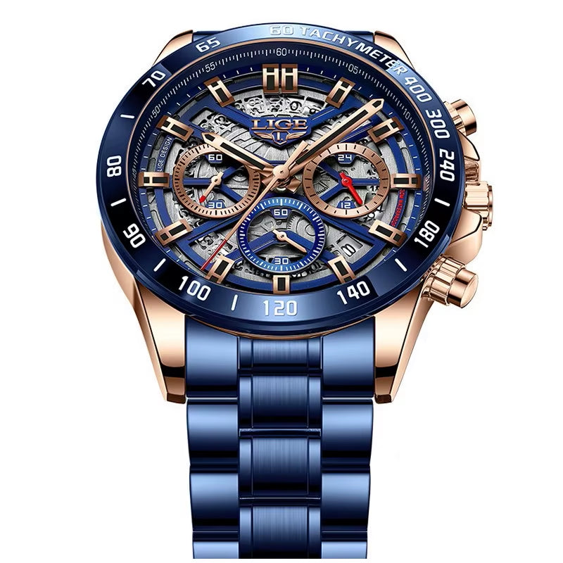 2024 New Men Watch Top Brand Luxury Hollow Watch Men Waterproof Sport Quartz Chronograph Wrist Watch Man Relogio Masculino