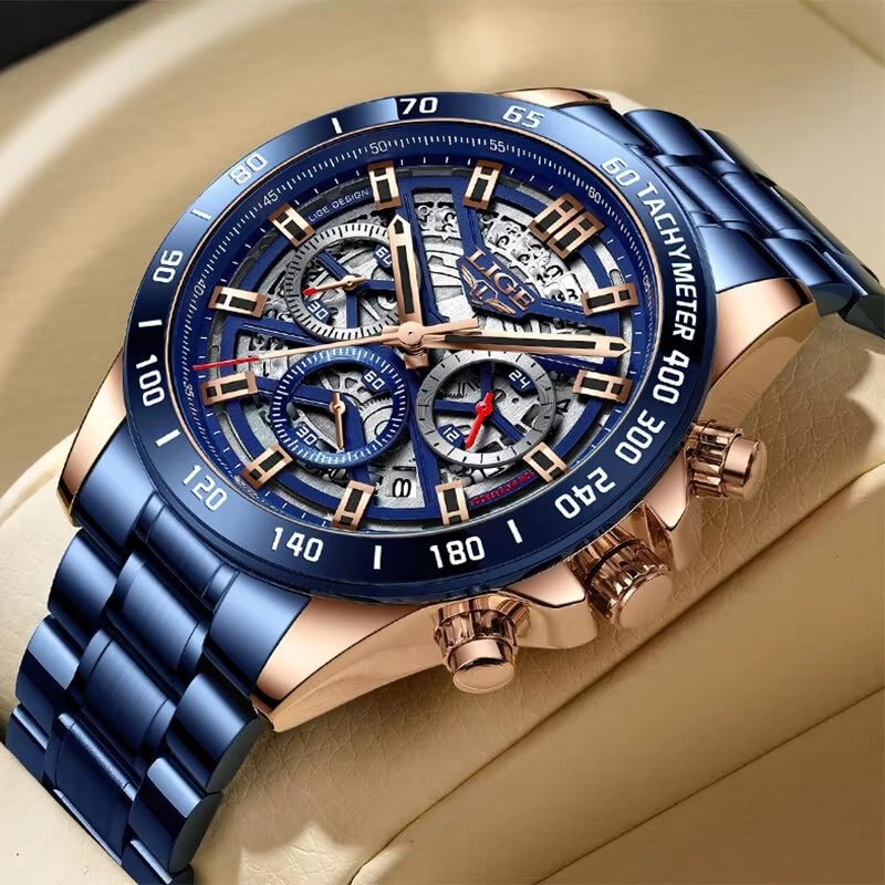 2024 New Men Watch Top Brand Luxury Hollow Watch Men Waterproof Sport Quartz Chronograph Wrist Watch Man Relogio Masculino